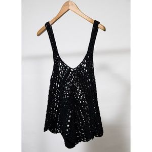 Black Crochet / Woven Tank Top